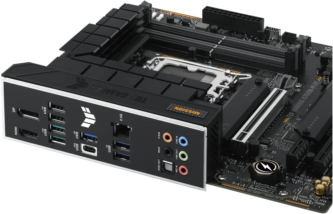 مادربرد ایسوس TUF GAMING B760M-PLUS، چیپست Intel B760، سوکت 1700، Micro ATX، چهار اسلات DDR5، HDMI، DP، LAN 2.5G، PCIe5، دو عدد M.2 مادربرد ایسوس TUF GAMING B760M-PLUS، چیپست Intel B760، سوکت 1700، Micro ATX، چهار اسلات DDR5، HDMI، DP، LAN 2.5G، PCIe5، دو عدد M.2