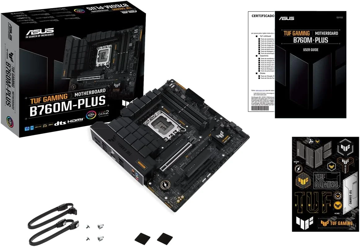 مادربرد ایسوس TUF GAMING B760M-PLUS، چیپست Intel B760، سوکت 1700، Micro ATX، چهار اسلات DDR5، HDMI، DP، LAN 2.5G، PCIe5، دو عدد M.2 مادربرد ایسوس TUF GAMING B760M-PLUS، چیپست Intel B760، سوکت 1700، Micro ATX، چهار اسلات DDR5، HDMI، DP، LAN 2.5G، PCIe5، دو عدد M.2