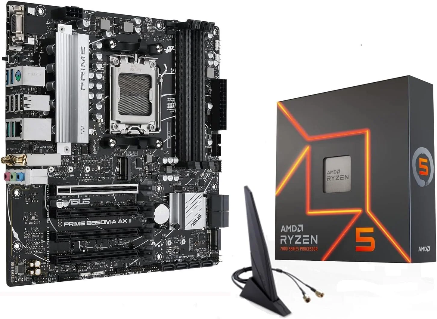 پردازنده مرکزی AMD Ryzen 5 7600X به همراه مادربرد ASUS Prime B650M-A AX II Micro ATX پردازنده مرکزی AMD Ryzen 5 7600X به همراه مادربرد ASUS Prime B650M-A AX II Micro ATX