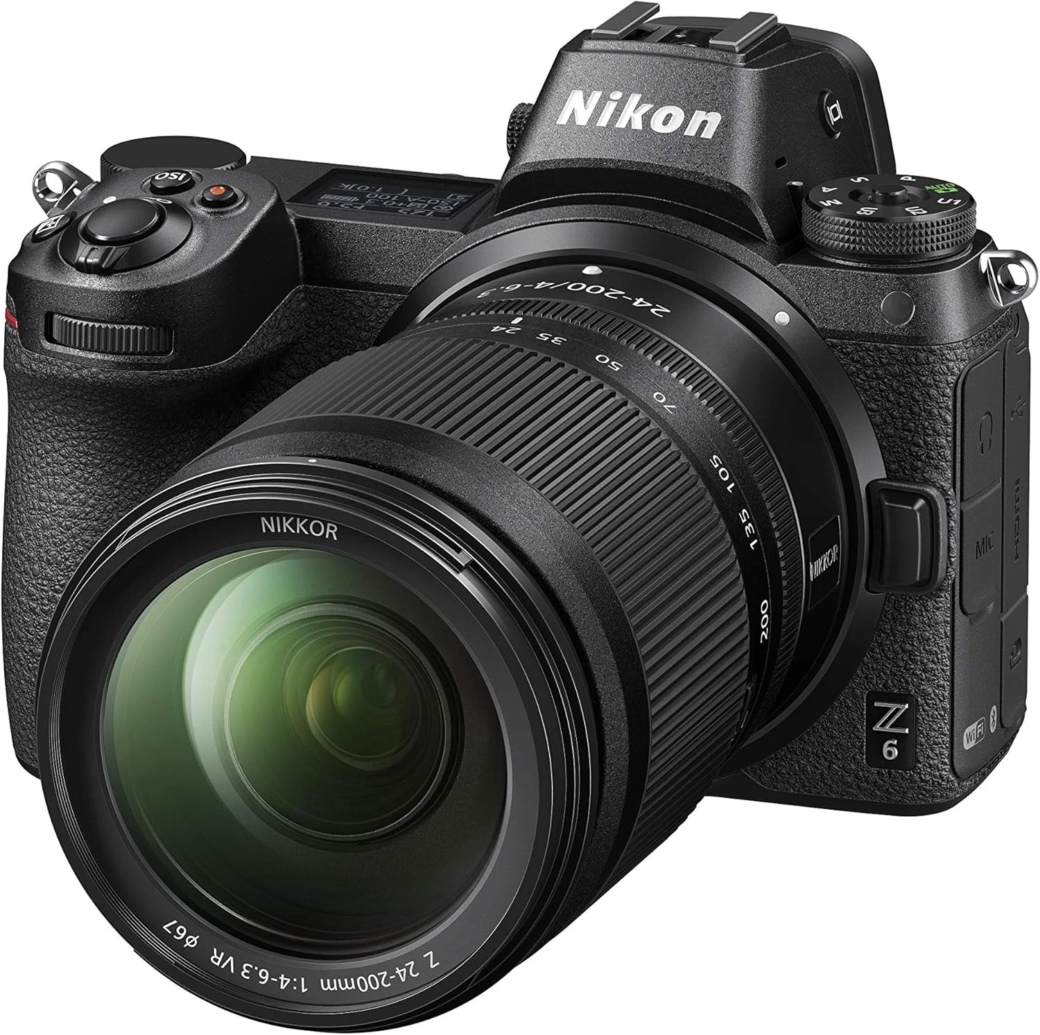 دوربین بدون آینه فول فریم نیکون Z 6II با لنز 24-200 میلی‌متری f/4-6.3 VR (24.5 مگاپیکسل، 14 فریم در ثانیه، فیلمبرداری 4K UHD، دو اسلات کارت، بدنه مقاوم، فوکوس خودکار پیشرفته در نور کم، عکاسی پیاپی با سرعت بالا)