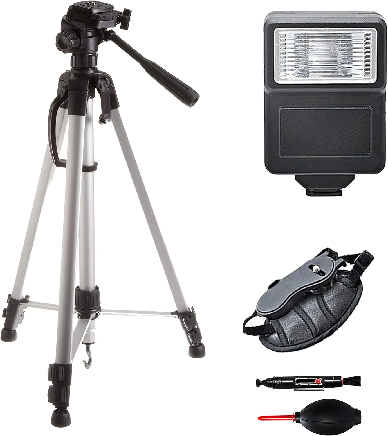 دوربین DSLR نیکون D5600 AONELAS با لنزهای 18-55mm VR و 70-300mm + کارت حافظه 128 گیگابایتی، سه پایه، فلاش و موارد دیگر (بسته 20 تکه ای)