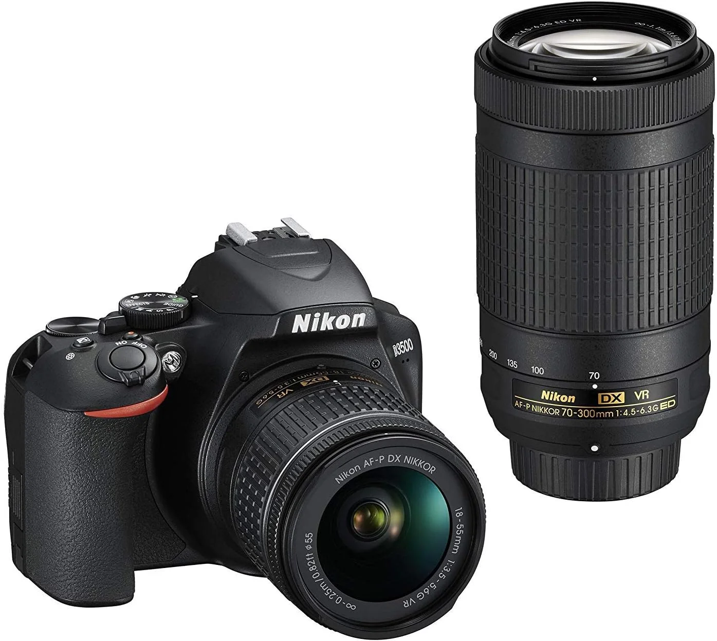 کیت دوربین نیکون D3500 با لنز AF-P 18-55mm VR به همراه لنز AF-P DX Nikkor 70-300mm f/4.5-6.3G ED (مشکی)