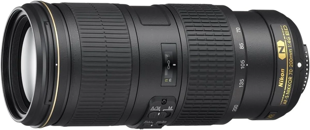 لنز زوم نیکون AF S FX NIKKOR 70 200mm f/4G ED با کاهش لرزش و فوکوس خودکار برای دوربین های DSLR نیکون، مشکی، 2202، 70-200 میلی متر f/4G
