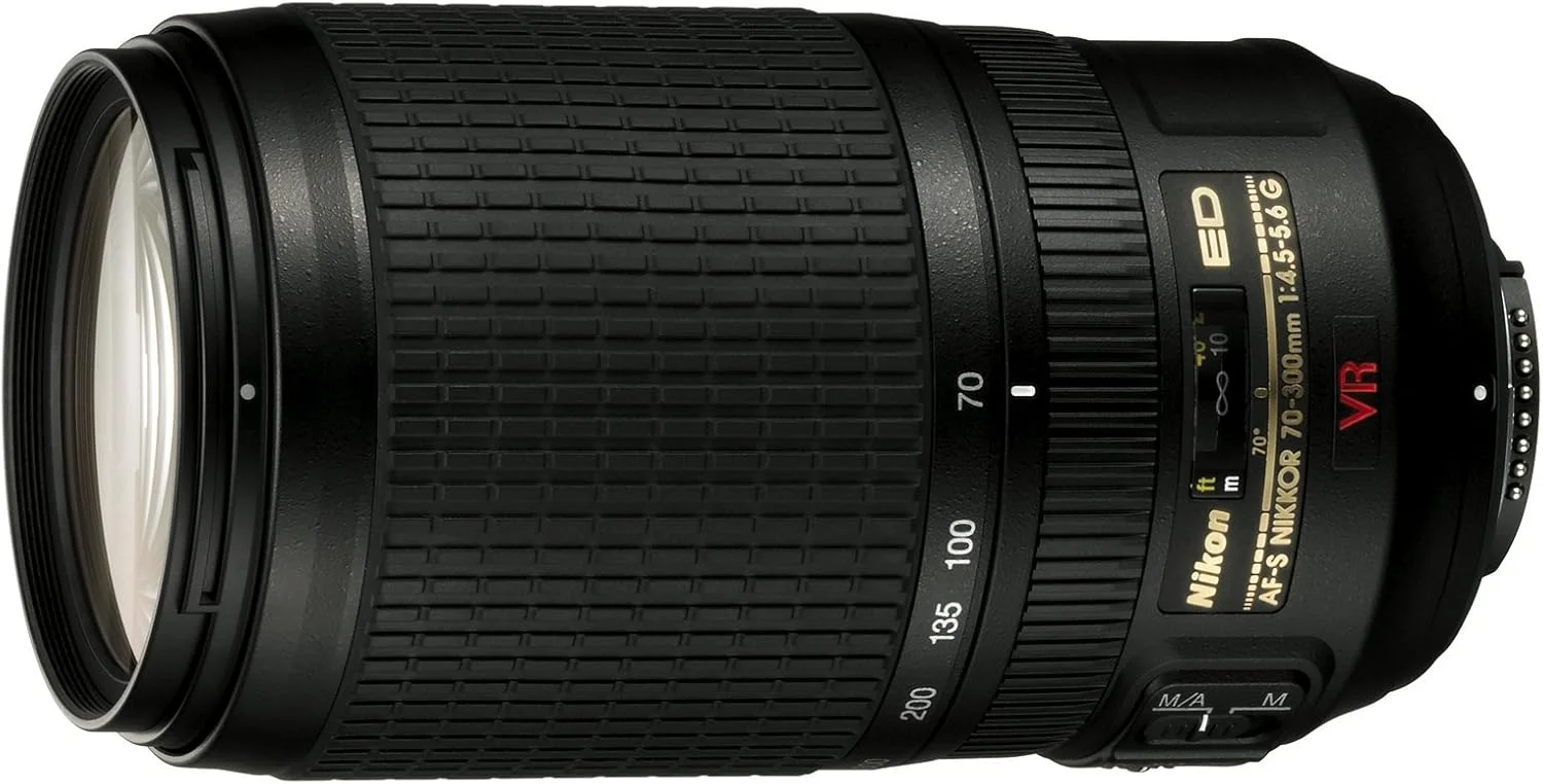 لنز زوم نیکون 70-300mm f/4.5-5.6G ED IF AF-S VR Nikkor برای دوربین های دیجیتال SLR نیکون (بازسازی شده)