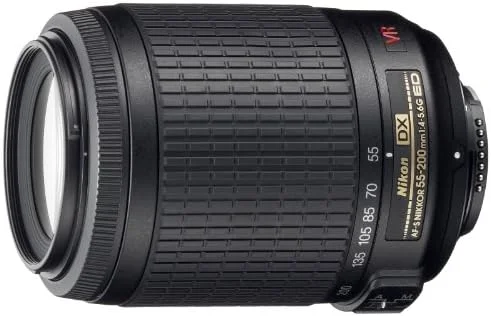 لنز زوم نیکون 55-200mm f/4-5.6G مدل AF-S VR DX IF-ED برای دوربین های دیجیتال SLR نیکون (مشکی)