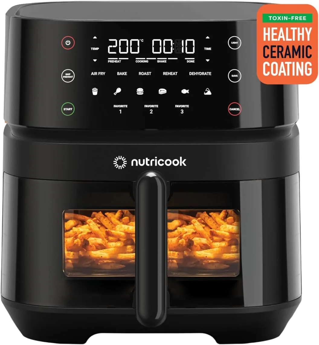 سرخ کن هوا Nutricook 3 Vision، پنجره شفاف، چراغ های داخلی، 5.7 لیتر، پوشش سرامیکی، سرخ کردن با هوا، برشته کردن، پخت، خشک کردن و گرم کردن مجدد، 6 برنامه از پیش تعیین شده، 1700 وات، 2 سال گارانتی محدود، ترکیبی، انحصاری آمازون سرخ کن هوا Nutricook 3 Vision، پنجره شفاف، چراغ های داخلی، 5.7 لیتر، پوشش سرامیکی، سرخ کردن با هوا، برشته کردن، پخت، خشک کردن و گرم کردن مجدد، 6 برنامه از پیش تعیین شده، 1700 وات، 2 سال گارانتی محدود، ترکیبی، انحصاری آمازون