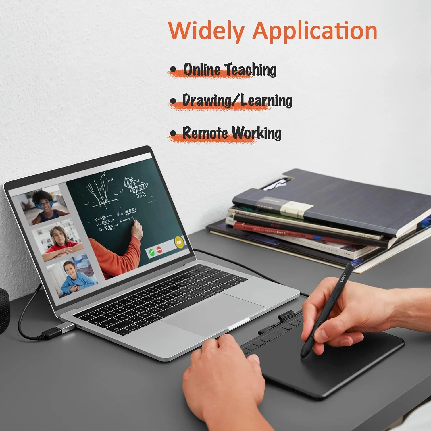 تبلت طراحی گرافیکی UGEE S640، پد طراحی دیجیتال با قلم بدون باتری، عملکرد شیب، 8192 سطح حساسیت به فشار، 10 کلید میانبر برای مک، ویندوز و اندروید