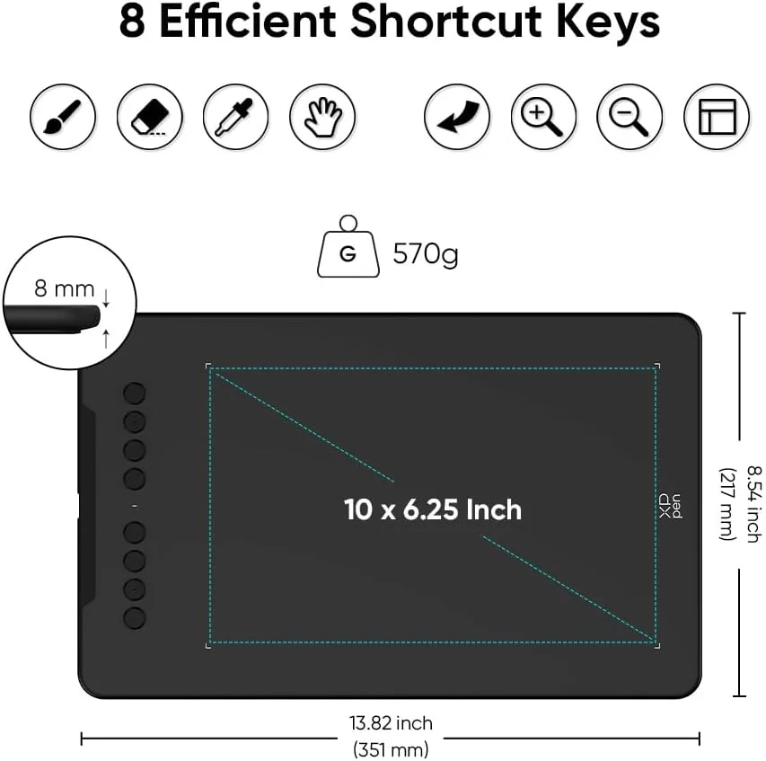 تبلت طراحی XPPen Updated Deco 01 V3 - قلم بدون باتری با 16384 سطح فشار، تبلت گرافیکی 10x6 اینچی OSU، 8 کلید میانبر برای هنر دیجیتال، آموزش، پد طراحی بازی برای Chrome، PC، Mac، Android