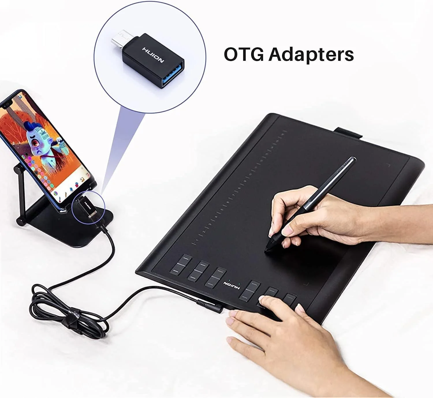 تبلت طراحی گرافیکی HUION Inspiroy H1060P با ابعاد 10x6.25 اینچ، 8192 سطح حساسیت به فشار، قلم بدون باتری و 12 کلید میانبر قابل تنظیم، تبلت هنری دیجیتال برای مک، ویندوز و اندروید