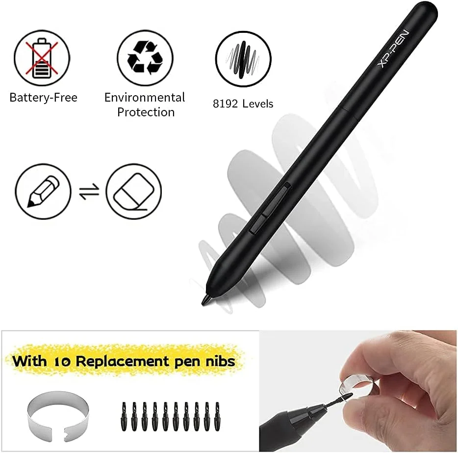 تبلت طراحی گرافیکی XP-PEN Deco Fun XS OSU، تبلت قلمی 4x3 اینچی با قلم بدون باتری (مشکی)