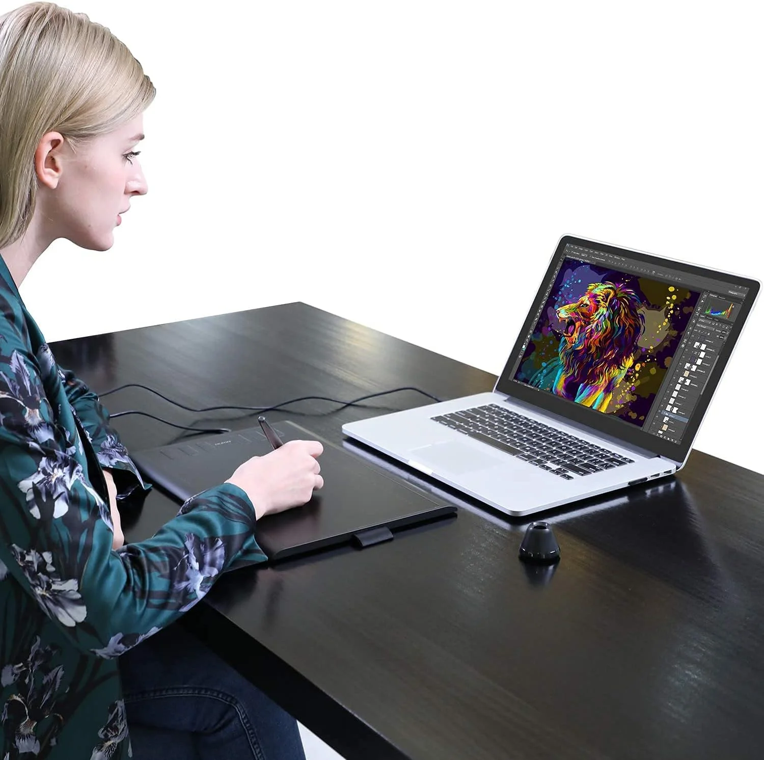 تبلت طراحی گرافیکی HUION Inspiroy H1060P با ابعاد 10x6.25 اینچ، 8192 سطح حساسیت به فشار، قلم بدون باتری و 12 کلید میانبر قابل تنظیم، تبلت هنری دیجیتال برای مک، ویندوز و اندروید