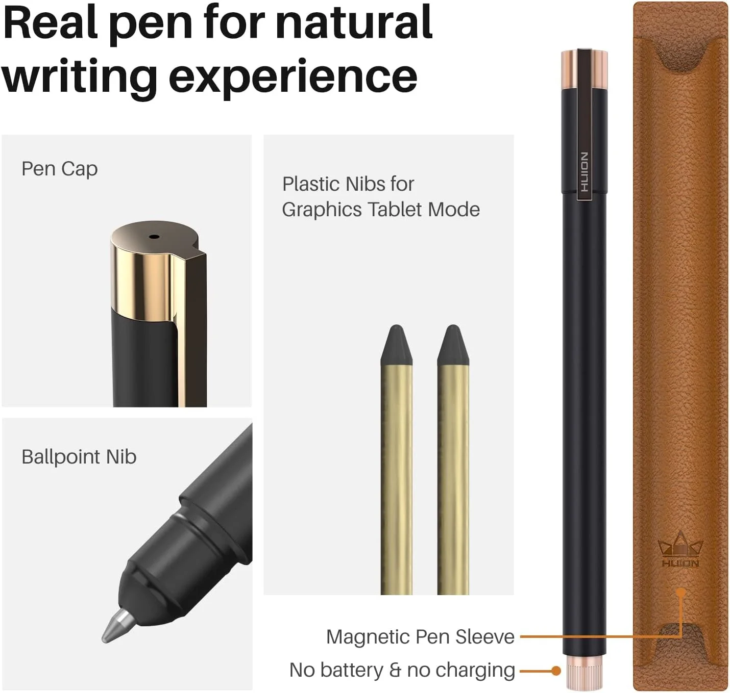دفترچه یادداشت دیجیتال 2 در 1 Huion با قلم بدون باتری، تبلت کاغذی بی سیم بلوتوث، پد نوشتن الکترونیکی برای یادداشت برداری، هنر دیجیتال و جلسات، دفترچه یادداشت A5 قابل تعویض، 9.5x7 اینچ