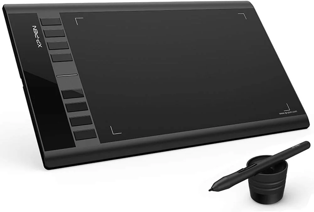 تبلت طراحی XP-PEN Star03 12 اینچ با 8 کلید میانبر، قلم تبلت گرافیکی بدون باتری با ناحیه کار 10x6 اینچ برای طراحی هنری، پشتیبانی از ویندوز 10/8/7 و مک OS (Star03 مشکی)