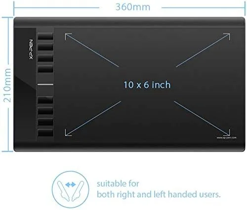 تبلت طراحی XP-PEN Star03 12 اینچ با 8 کلید میانبر، قلم تبلت گرافیکی بدون باتری با ناحیه کار 10x6 اینچ برای طراحی هنری، پشتیبانی از ویندوز 10/8/7 و مک OS (Star03 مشکی)