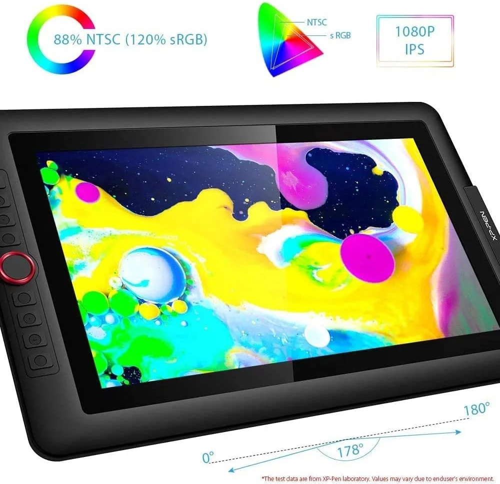 تبلت طراحی XPPen Upgraded Artist 15.6 Pro V2 با صفحه نمایش، 16384 سطح فشار قلم، قلم X3 Pro، تبلت هنری گرافیکی با شیشه ضد تابش نور کاملاً لمینت شده، پشتیبانی از شیب، دکمه چرخشی قرمز و 8 کلید میانبر