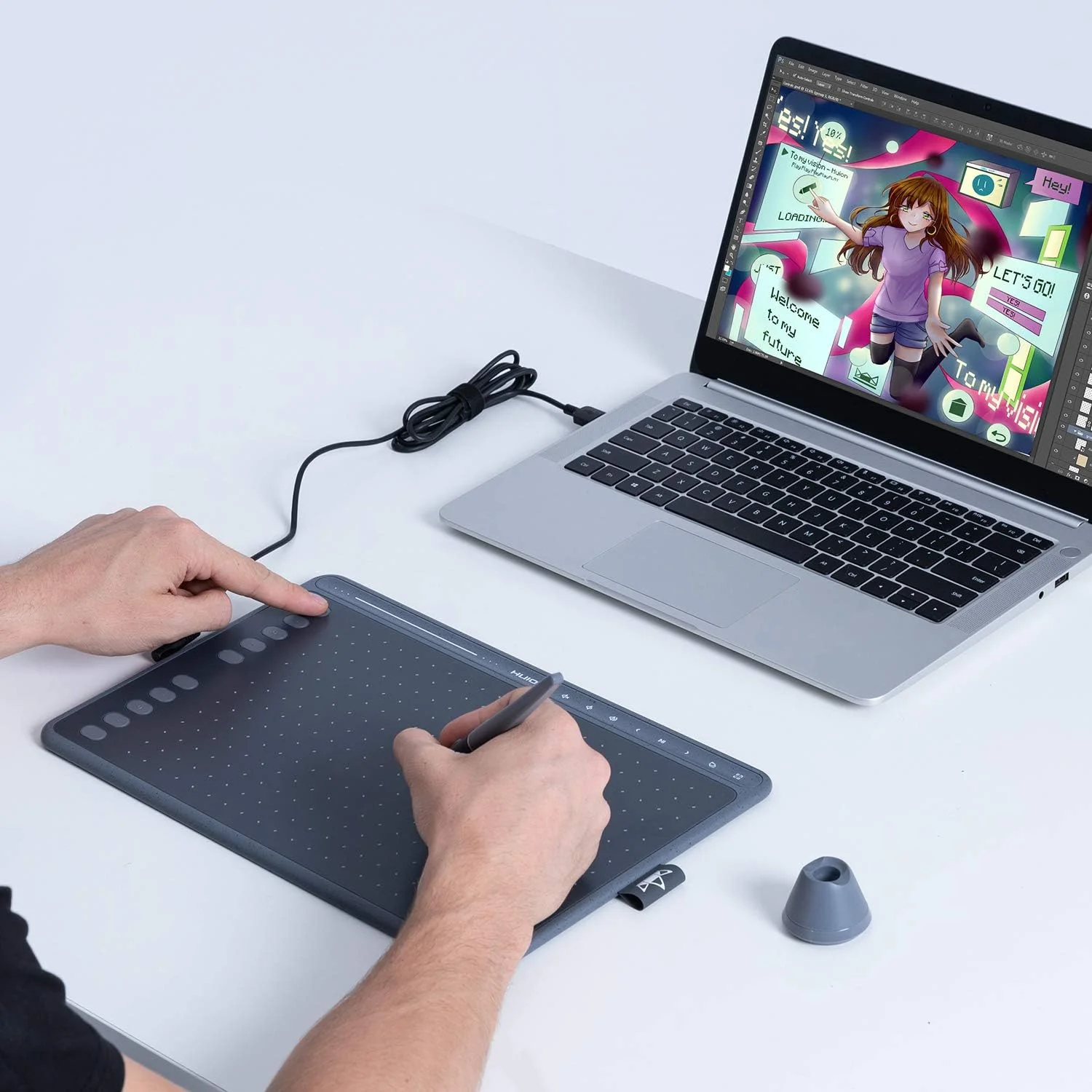 تبلت طراحی گرافیکی HUION HS611 سایز 10X6 اینچ به همراه قلم بدون باتری با 8192 سطح فشار، 8 کلید چند رسانه ای و 10 کلید فشاری، پشتیبانی از اندروید، ایده آل برای آموزش از راه دور و کنفرانس های وب (خاکستری) تبلت طراحی گرافیکی HUION HS611 سایز 10X6 اینچ به همراه قلم بدون باتری با 8192 سطح فشار، 8 کلید چند رسانه ای و 10 کلید فشاری، پشتیبانی از اندروید، ایده آل برای آموزش از راه دور و کنفرانس های وب (خاکستری)