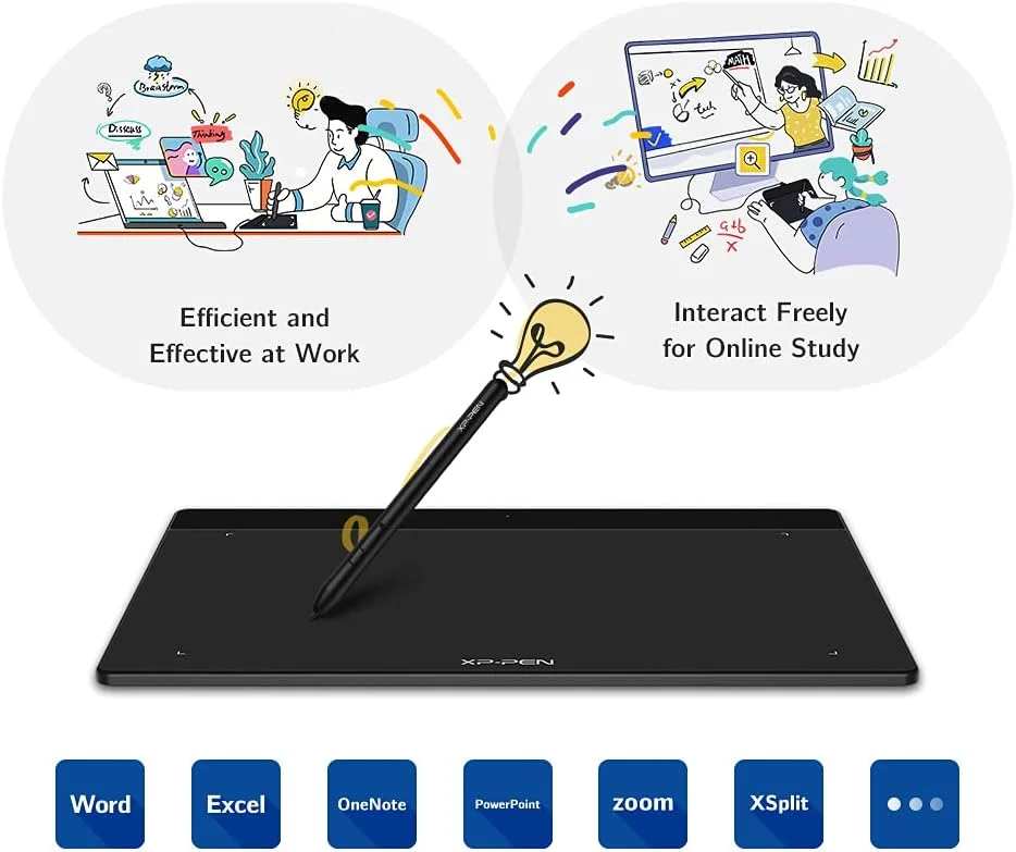 تبلت طراحی XP-PEN Deco Fun L با ابعاد 10x6 اینچ، تبلت هنری دیجیتال با پشتیبانی از Tilt، قلم بدون باتری برای طراحی دیجیتال، انیمیشن، آموزش آنلاین و کار از راه دور (مشکی)