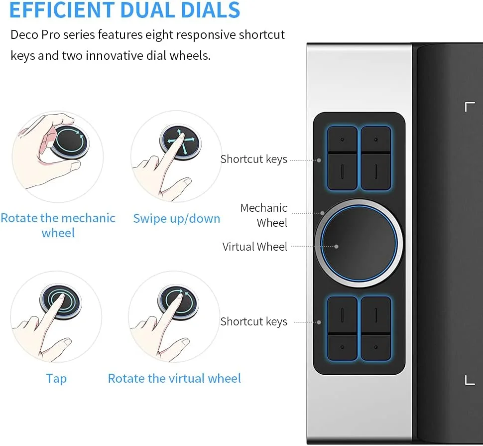 تبلت های دیجیتال XP-PEN XP PEN Deco Pro SW تبلت طراحی گرافیکی سازگار با بلوتوث بی سیم 8 کلید 2 چرخ برای اندروید مک ویندوز