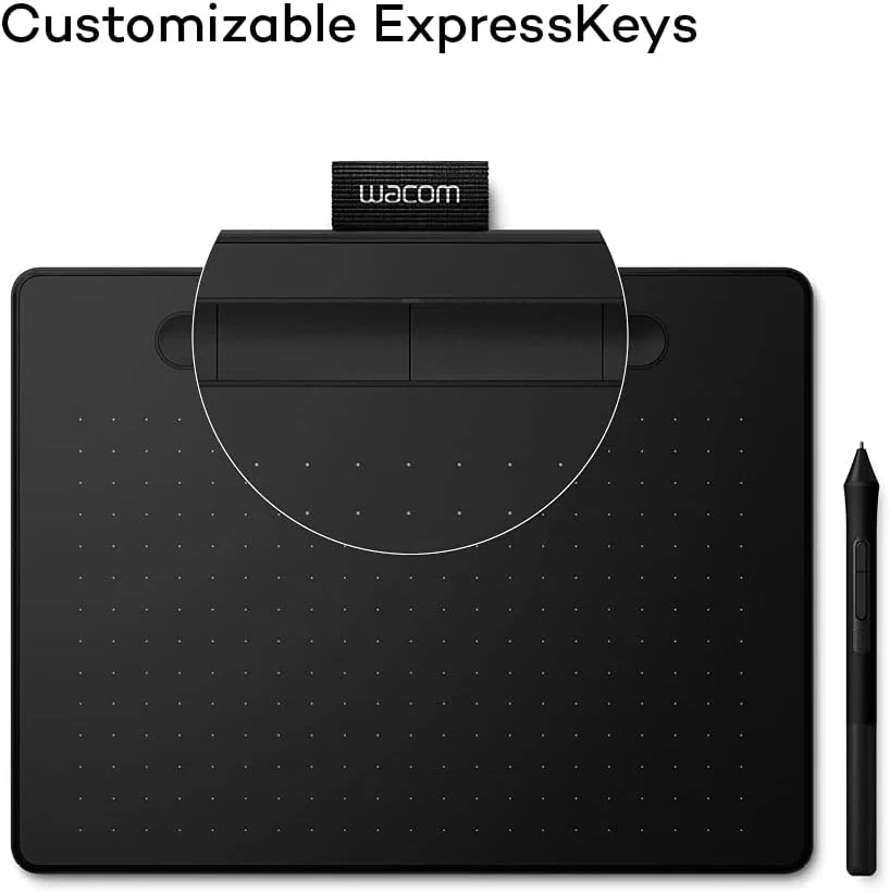 قلم نوری وکام Intuos M مشکی - تبلت طراحی به همراه قلم، قلم بدون باتری و حساس به فشار، سازگار با ویندوز، مک و اندروید، تبلت ایده آل برای طراحی، گرافیک یا کار از راه دور