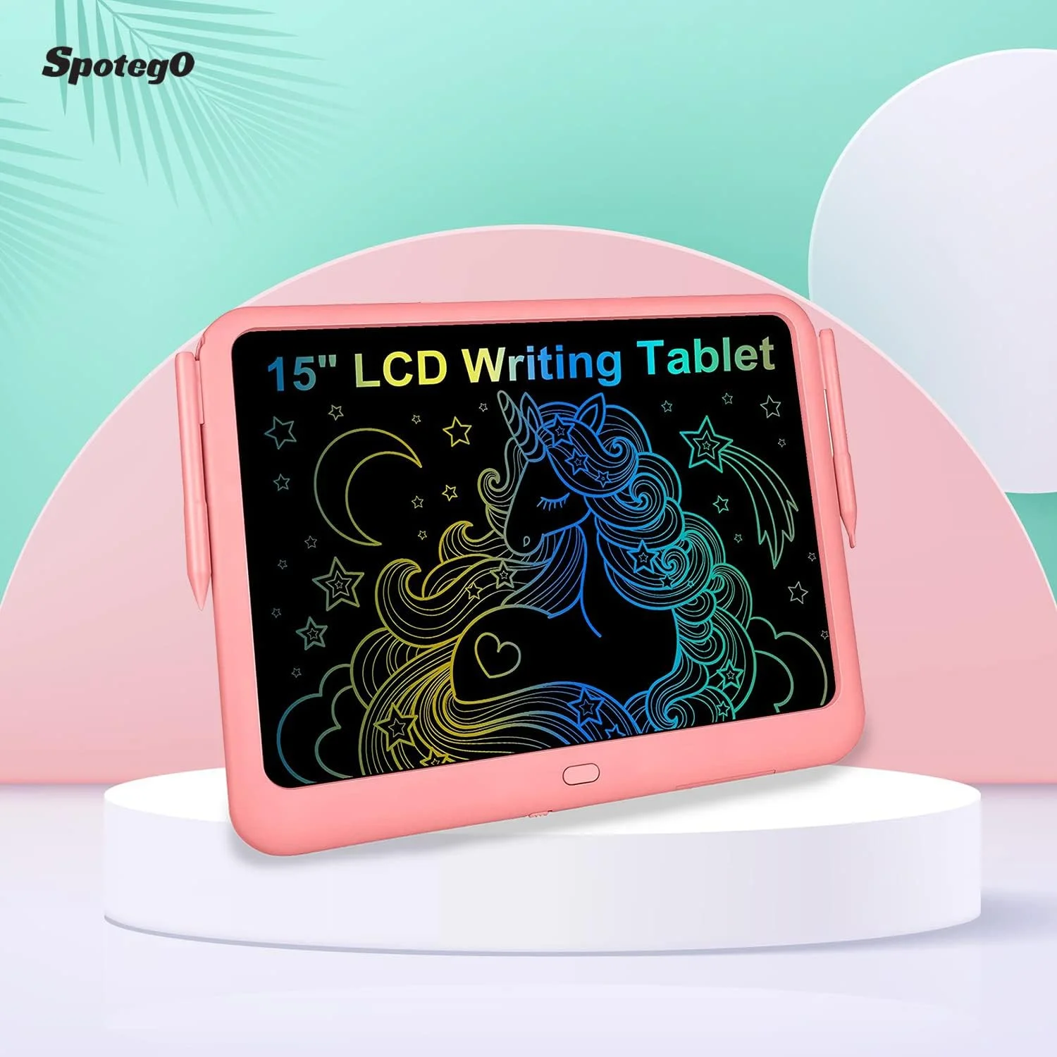تبلت نوشتن LCD با قلم برای کودکان - تبلت نقاشی 15 اینچی کودکان - تبلت نوشتن رنگارنگ کودکان نوپا، تبلت نقاشی آموزشی برای مدرسه، خانه، تبلت نقاشی LCD پاک شدنی دخترانه پسرانه (صورتی)