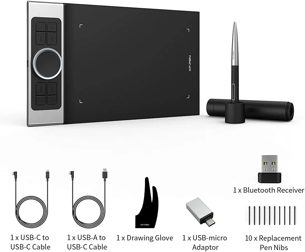تبلت های دیجیتال XP-PEN XP PEN Deco Pro SW تبلت طراحی گرافیکی سازگار با بلوتوث بی سیم 8 کلید 2 چرخ برای اندروید مک ویندوز