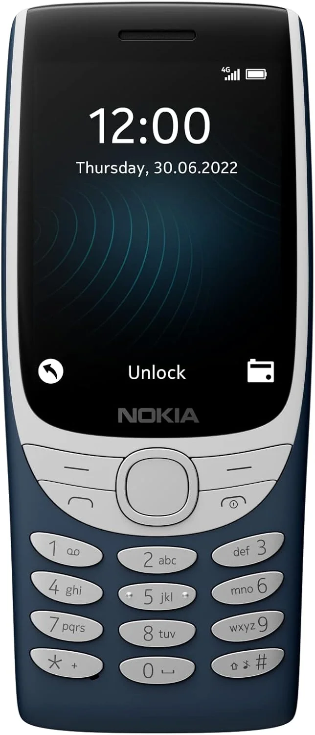 گوشی موبایل نوکیا 8210 با قابلیت اتصال 4G، صفحه نمایش بزرگ، پخش کننده MP3 داخلی، رادیو FM بی سیم و بازی کلاسیک Snake (دو سیم کارت) - آبی تیره