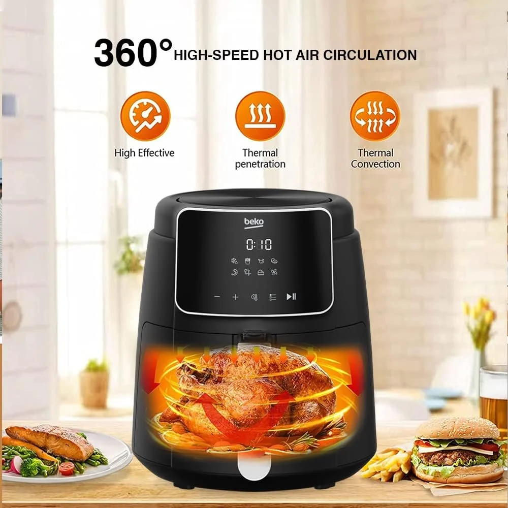 سرخ کن بدون روغن بکو FRL 2244B با ظرفیت 3.9 لیتر، توان 1500 وات، پنل کنترل دیجیتال، دارای تنظیمات از پیش تعیین شده یخ زدایی، سیب زمینی سرخ کرده، بال مرغ، استیک، میگو، ماهی، کیک و عملکرد خشک کردن با هوا سرخ کن بدون روغن بکو FRL 2244B با ظرفیت 3.9 لیتر، توان 1500 وات، پنل کنترل دیجیتال، دارای تنظیمات از پیش تعیین شده یخ زدایی، سیب زمینی سرخ کرده، بال مرغ، استیک، میگو، ماهی، کیک و عملکرد خشک کردن با هوا