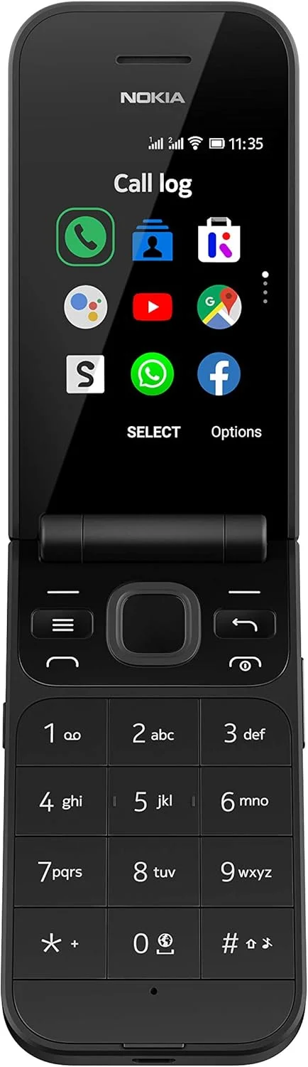 گوشی موبایل تاشو نوکیا 2720 با صفحه نمایش 2.8 اینچی، 4G، بدون نیاز به سیم کارت انگلستان، دارای Google Assistant (تک سیم کارت) - مشکی
