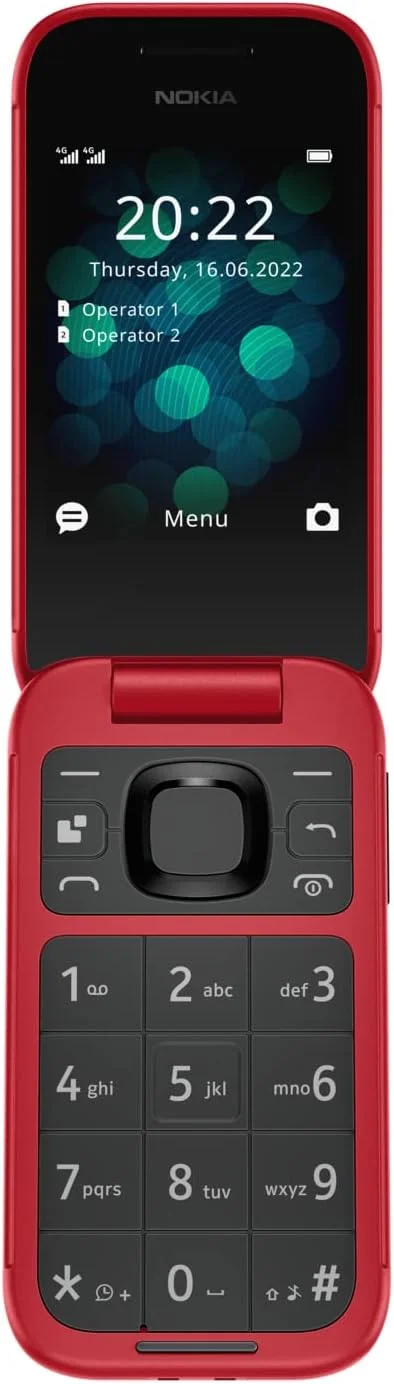 گوشی تاشو نوکیا 2660 دو سیم کارت 128 مگابایت رام + 48 مگابایت رم (فقط GSM | بدون CDMA) نسخه بین المللی آنلاک شده کارخانه ای اندروید 4G/LTE (قرمز)