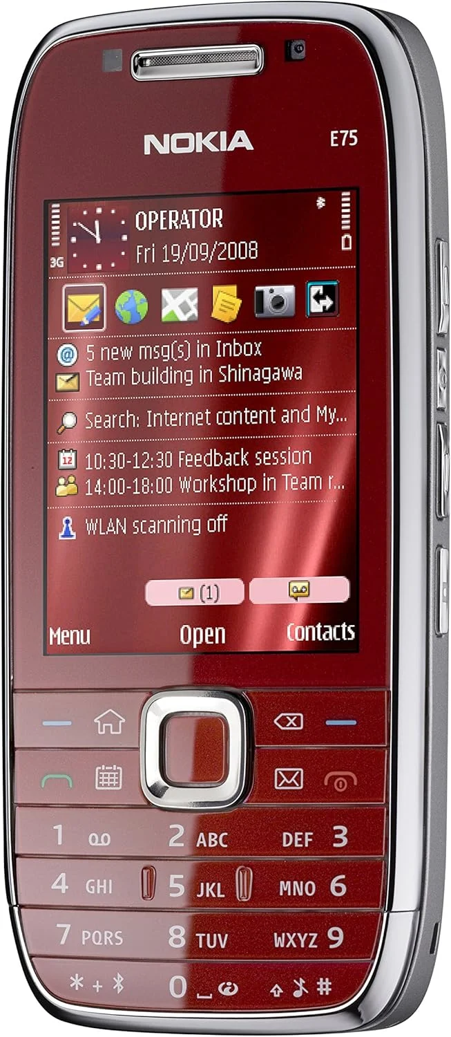 گوشی موبایل نوکیا E75 50 مگابایت QWERTY نسخه بین المللی قرمز رنگ، پلمپ کارخانه، آنلاک شده، 3G 2G GSM