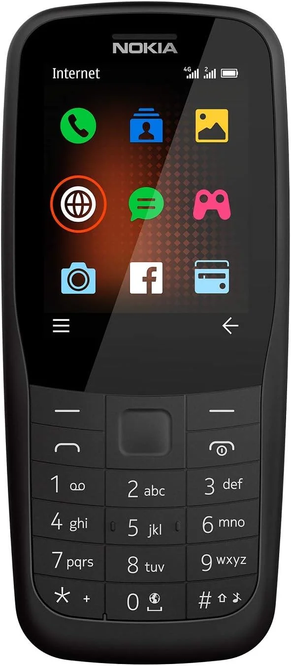 گوشی موبایل نوکیا 220 دو سیم کارت، 24 مگابایت رام + 16 مگابایت رم (فقط GSM | بدون CDMA) آنلاک کارخانه 4G/LTE (مشکی) - نسخه بین المللی