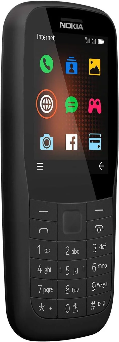 گوشی موبایل نوکیا 220 دو سیم کارت 24 مگابایت رام + 16 مگابایت رم (فقط GSM | بدون CDMA) آنلاک شده کارخانه 4G/LTE (مشکی) - نسخه بین المللی