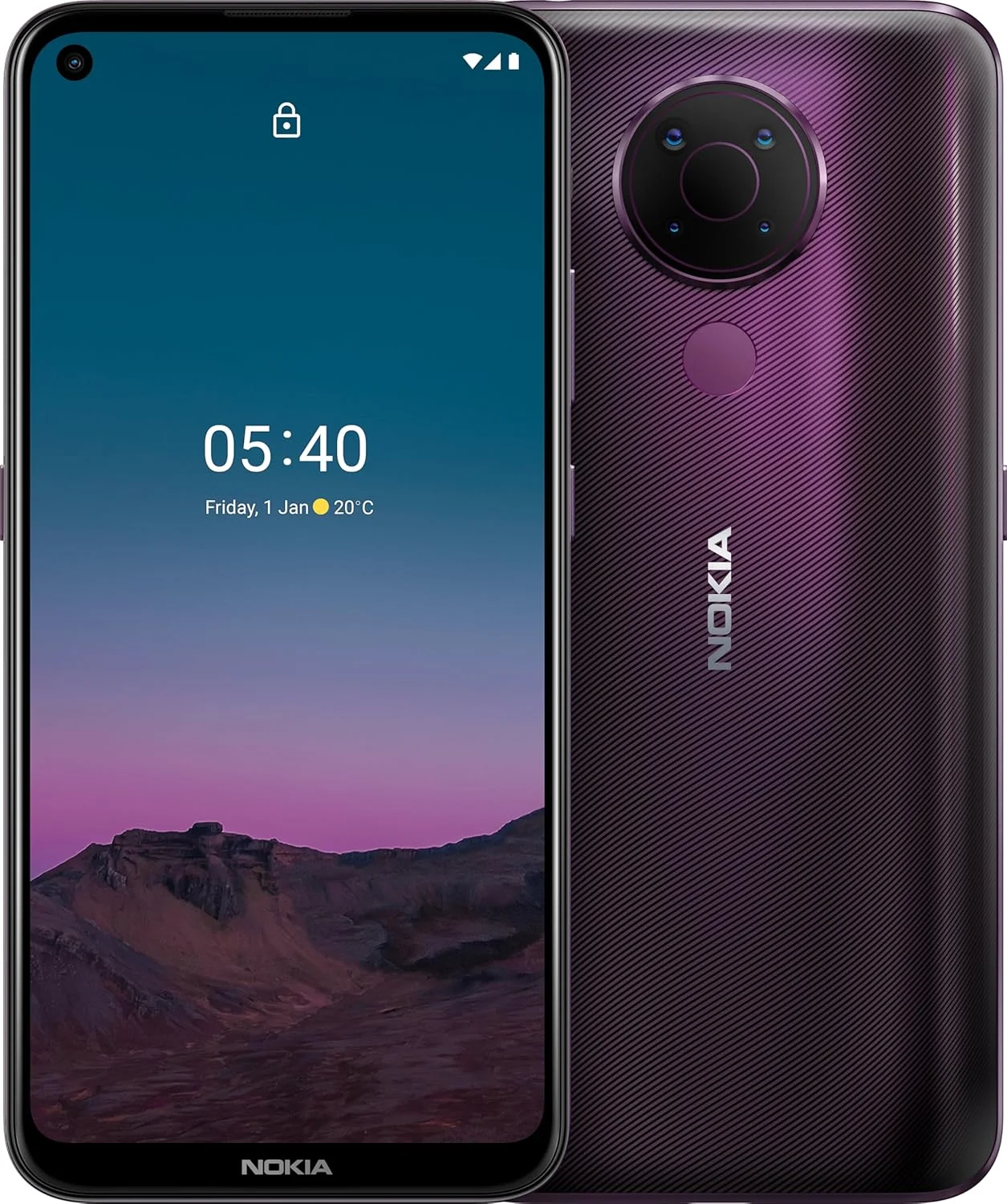گوشی موبایل نوکیا 5.4 دو سیم کارت 64 گیگابایت حافظه داخلی + 4 گیگابایت رم (فقط GSM | بدون CDMA) نسخه بین المللی - آنلاک کارخانه ای 4G/LTE (بنفش غروب)
