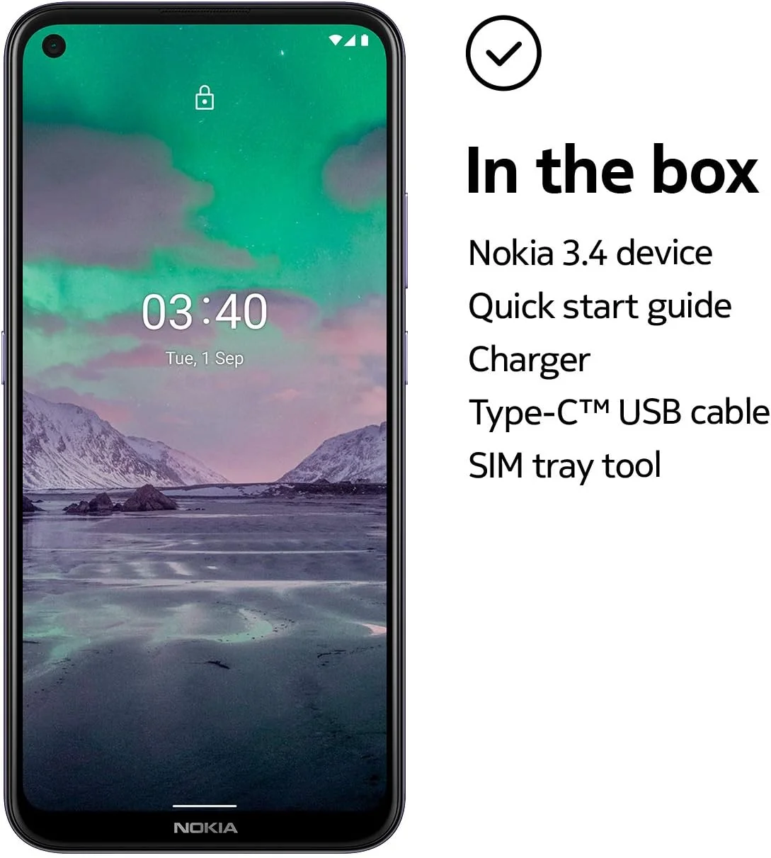 گوشی هوشمند نوکیا 3.4 با صفحه نمایش 6.39 اینچی HD+، پردازنده Qualcomm® Snapdragon™ 460، عمر باتری 2 روزه، حالت پرتره و شب، دوربین فوق عریض 5 مگاپیکسلی، طراحی بادوام، Family Link و Android One - بنفش تیره گوشی هوشمند نوکیا 3.4 با صفحه نمایش 6.39 اینچی HD+، پردازنده Qualcomm® Snapdragon™ 460، عمر باتری 2 روزه، حالت پرتره و شب، دوربین فوق عریض 5 مگاپیکسلی، طراحی بادوام، Family Link و Android One - بنفش تیره