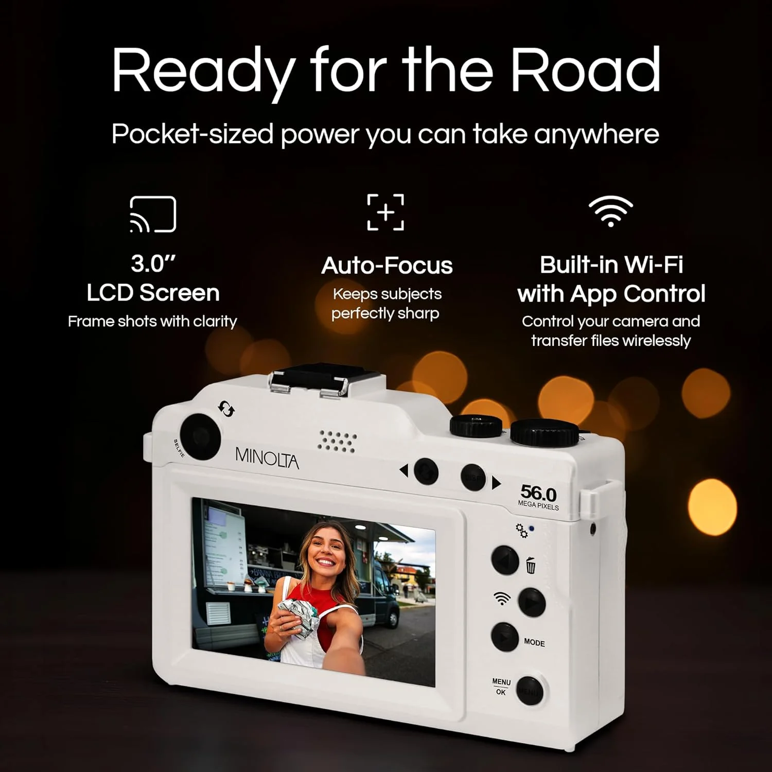دوربین دیجیتال مینولتا MND65 با فوکوس خودکار 56 مگاپیکسل / فیلمبرداری 4K60FPS Ultra HD به همراه WiFi
