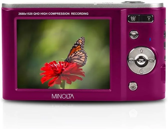 دوربین دیجیتال Minolta Konica- MND20 44 MP / 2.7K Ultra HD (سرخابی)