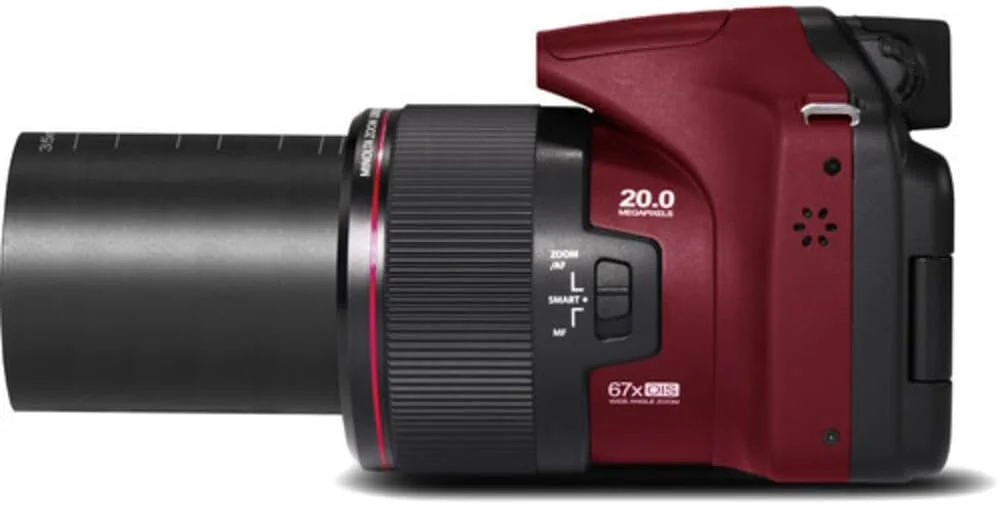 دوربین دیجیتال Minolta Pro Shot 20 مگاپیکسل HD با زوم اپتیکال 67 برابر، فیلمبرداری Full HD 1080p و کارت حافظه 16 گیگابایتی SD (قرمز)