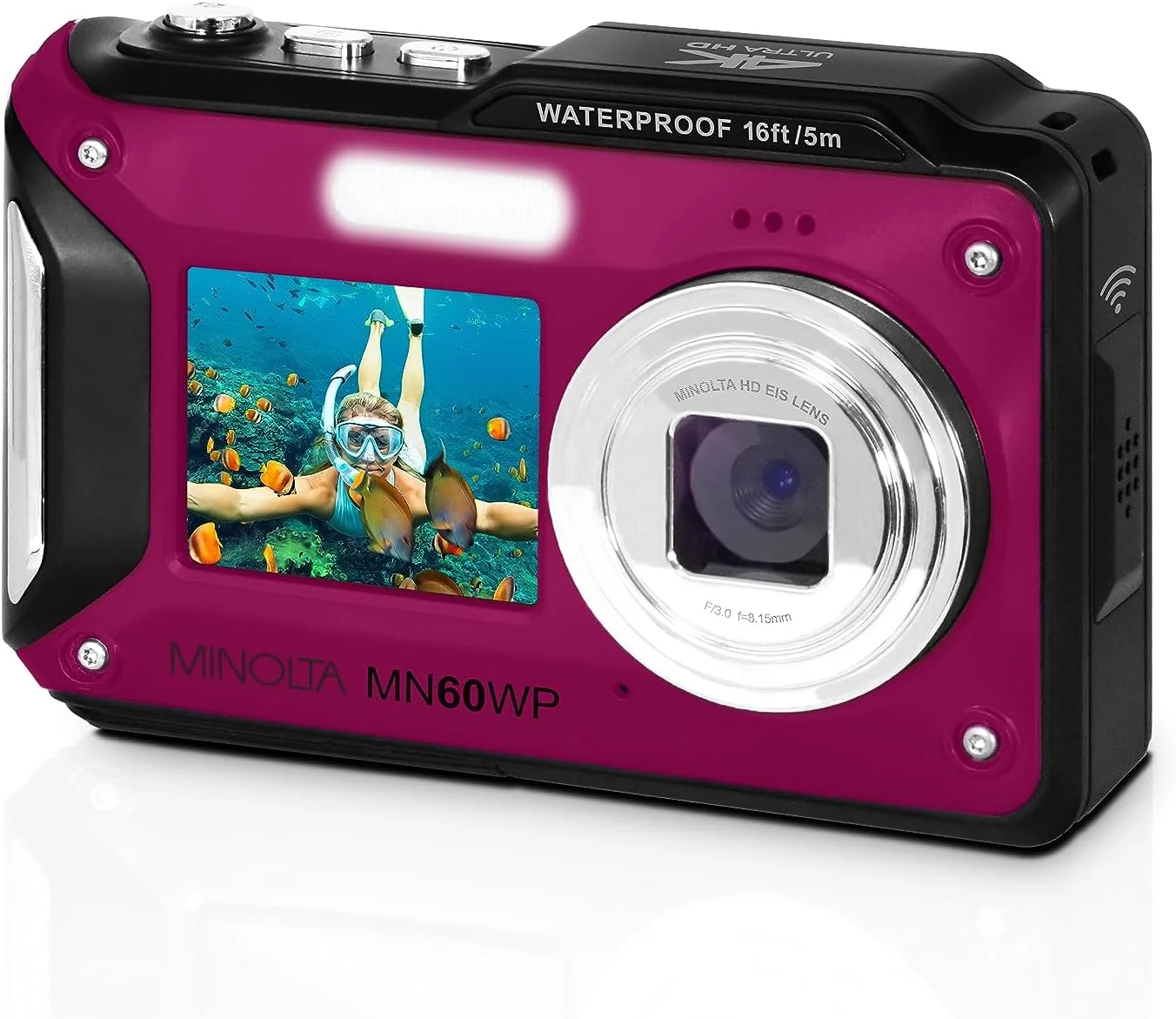 دوربین دیجیتال ضد آب دو صفحه نمایش مینولتا MN60WP 48MP / 4K Ultra HD
