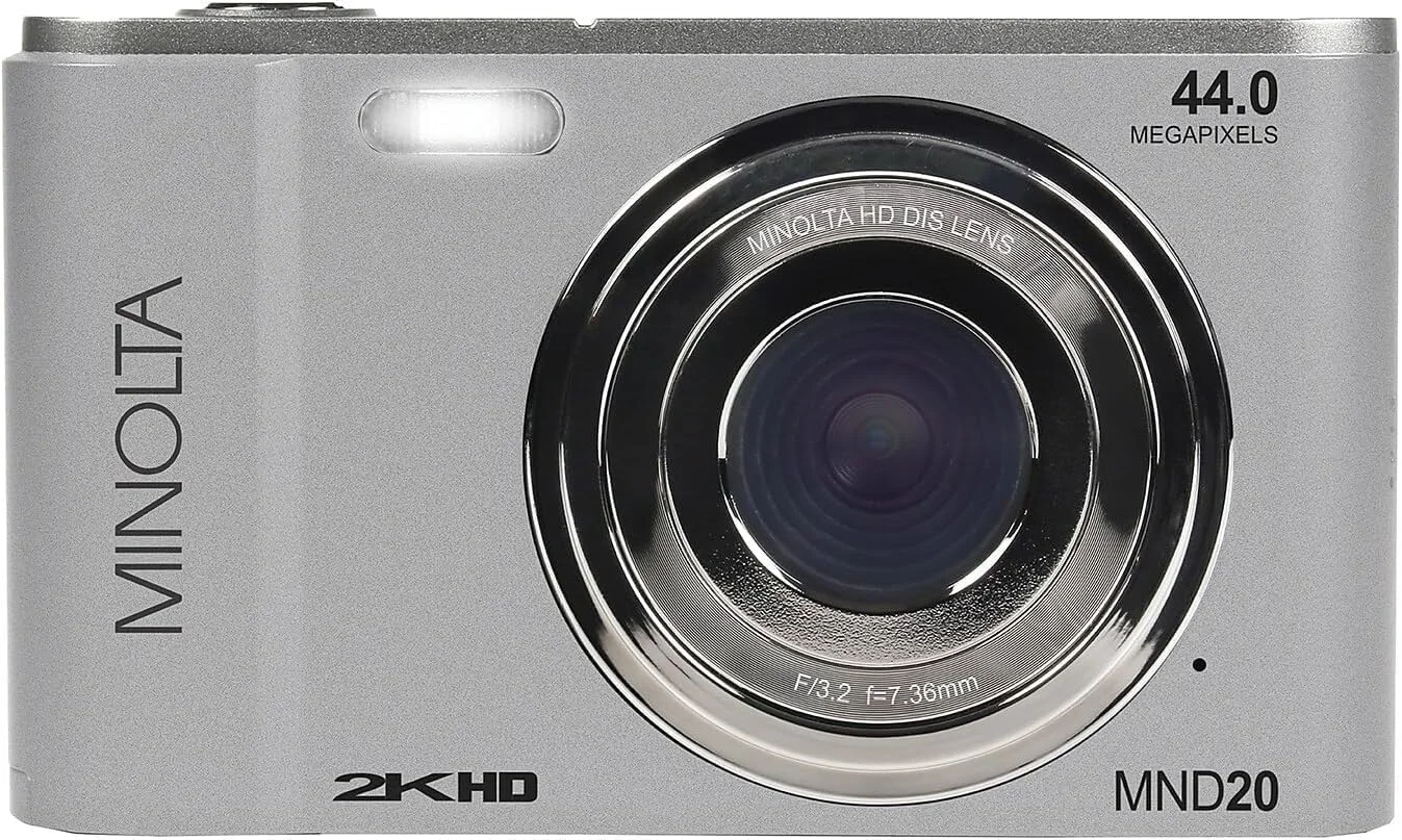 دوربین دیجیتال مینولتا MND20 با کیفیت 44 مگاپیکسل / 2.7K Quad HD (نقره ای) + کارت حافظه 32 گیگابایتی + سه پایه انعطاف پذیر 12 اینچی + کیف کارت حافظه + کارت خوان USB، SD/microSD + سایر موارد دوربین دیجیتال مینولتا MND20 با کیفیت 44 مگاپیکسل / 2.7K Quad HD (نقره ای) + کارت حافظه 32 گیگابایتی + سه پایه انعطاف پذیر 12 اینچی + کیف کارت حافظه + کارت خوان USB، SD/microSD + سایر موارد