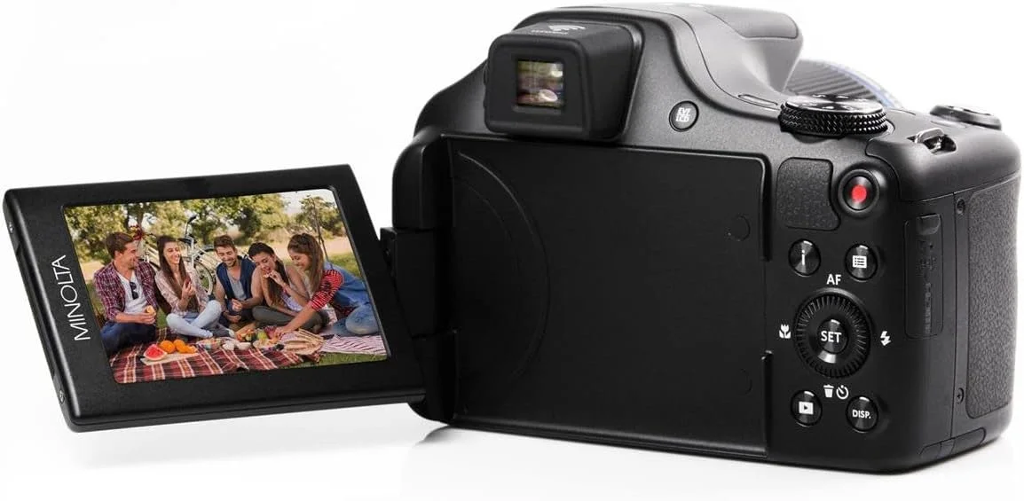 دوربین دیجیتال Minolta Pro Shot 20 مگاپیکسل HD با زوم اپتیکال 67X، فیلمبرداری Full HD 1080P و کارت SD 16 گیگابایتی، مشکی