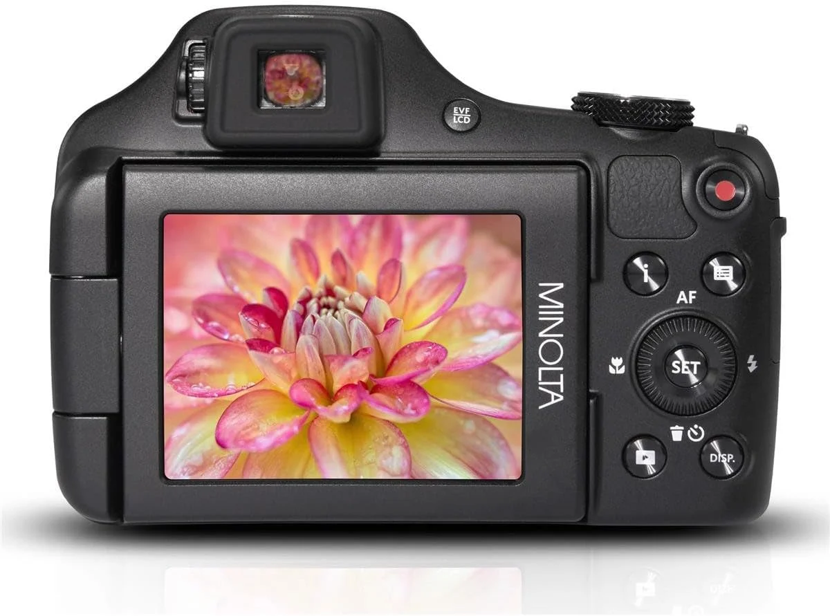 دوربین دیجیتال Minolta Pro Shot 20 مگاپیکسل HD با زوم اپتیکال 67X، فیلمبرداری Full HD 1080P و کارت SD 16 گیگابایتی، مشکی