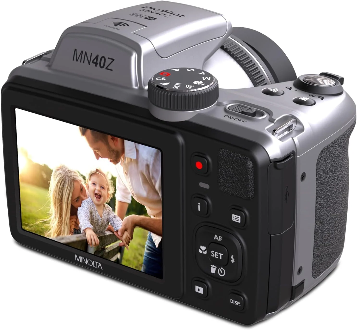 دوربین دیجیتال مینولتا 20 مگاپیکسل با زوم اپتیکال 40 برابر و فیلمبرداری 1080p FHD، نقره ای