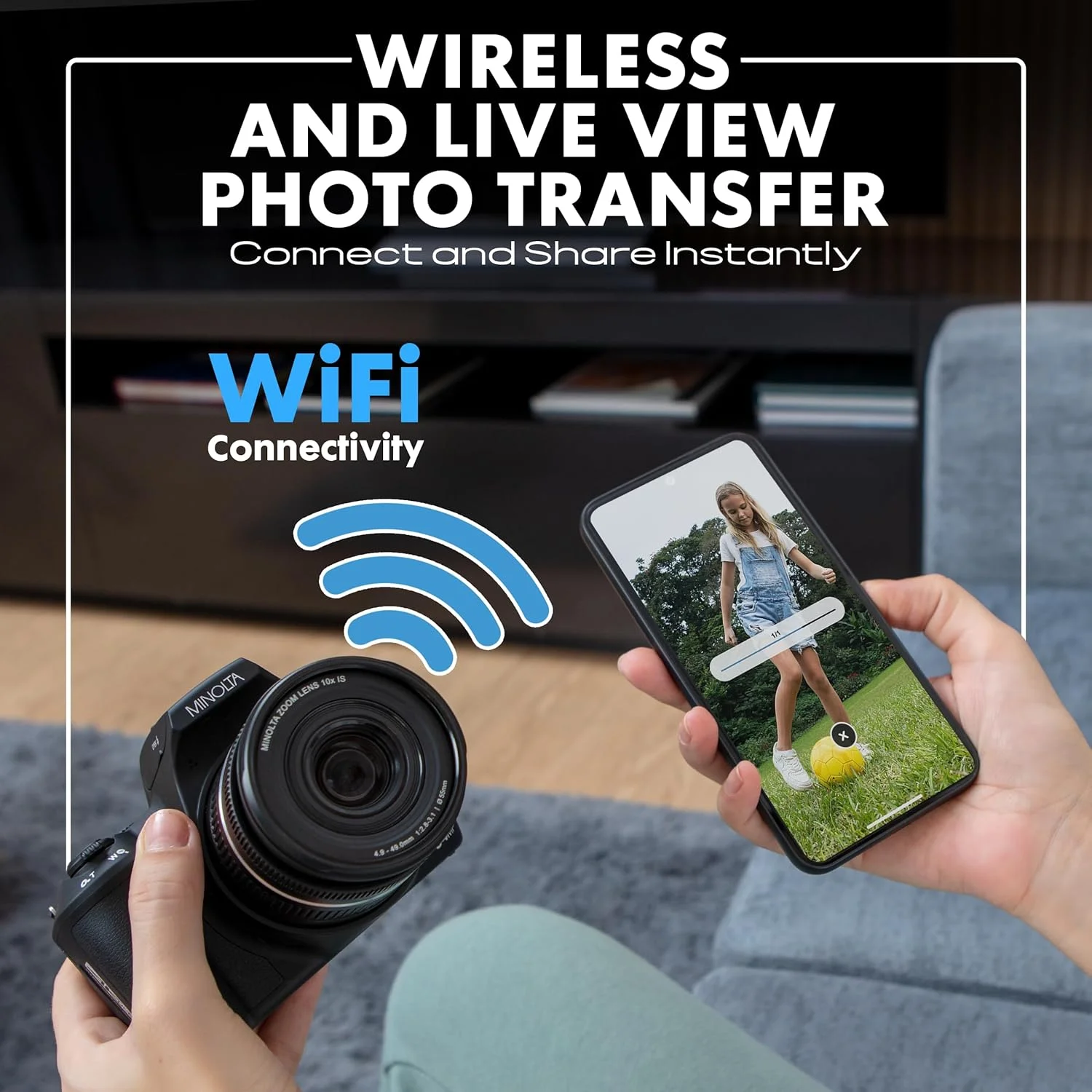 دوربین دیجیتال MINOLTA با فوکوس خودکار 64 مگاپیکسل، زوم اپتیکال 10 برابر، فیلمبرداری 4K Ultra HD و قابلیت عکاسی ماکرو
