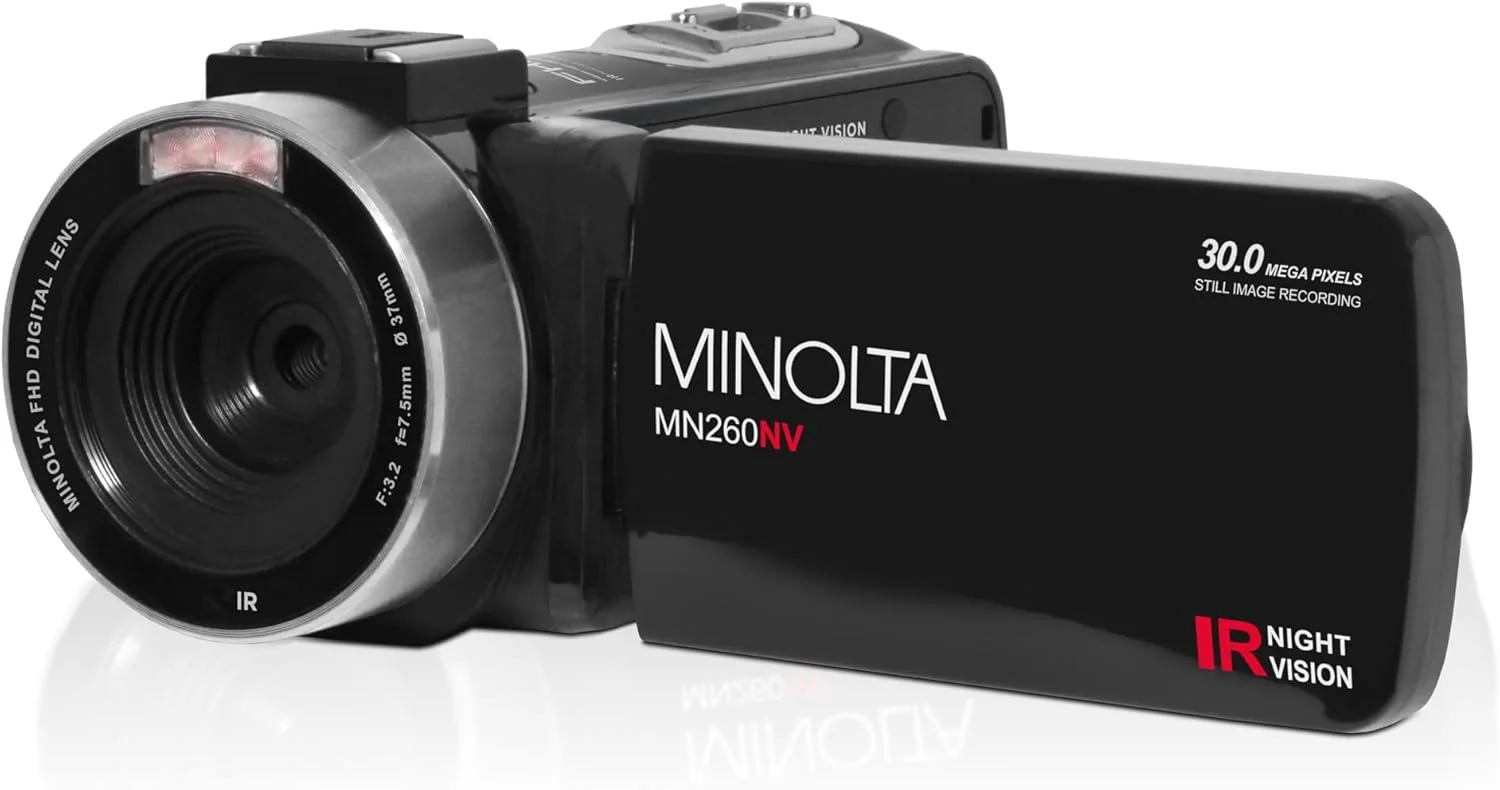 دوربین فیلمبرداری دید در شب مینولتا MN260NV با کیفیت 1080P FHD / 30 مگاپیکسل