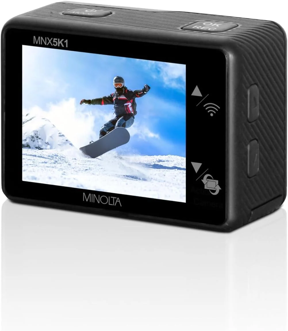 کیت دوربین اکشن 5K Ultra HD / 24 مگاپیکسل Minolta MNX5K1 + کارت حافظه 32 گیگابایتی + کیت تمیز کننده + بسته لوازم جانبی Diginerds 50 در 1 Go Pro - مشکی
