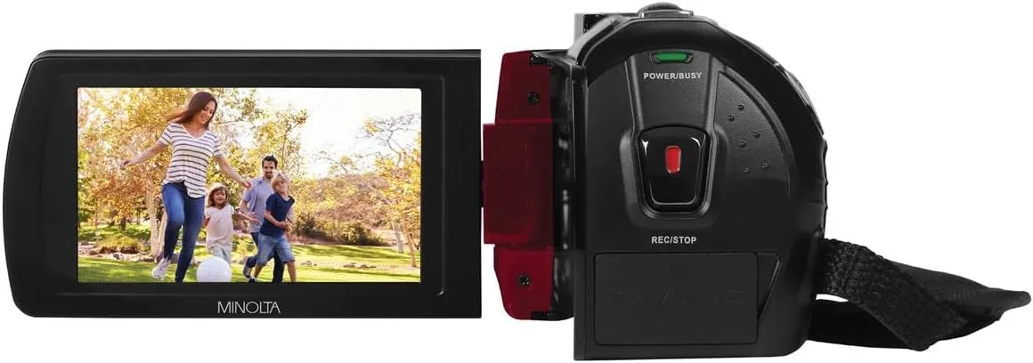 دوربین فیلمبرداری دید در شب فول اچ دی 1080p مینولتا MN220NV با وای فای و کارت حافظه 32 گیگابایتی (قرمز)