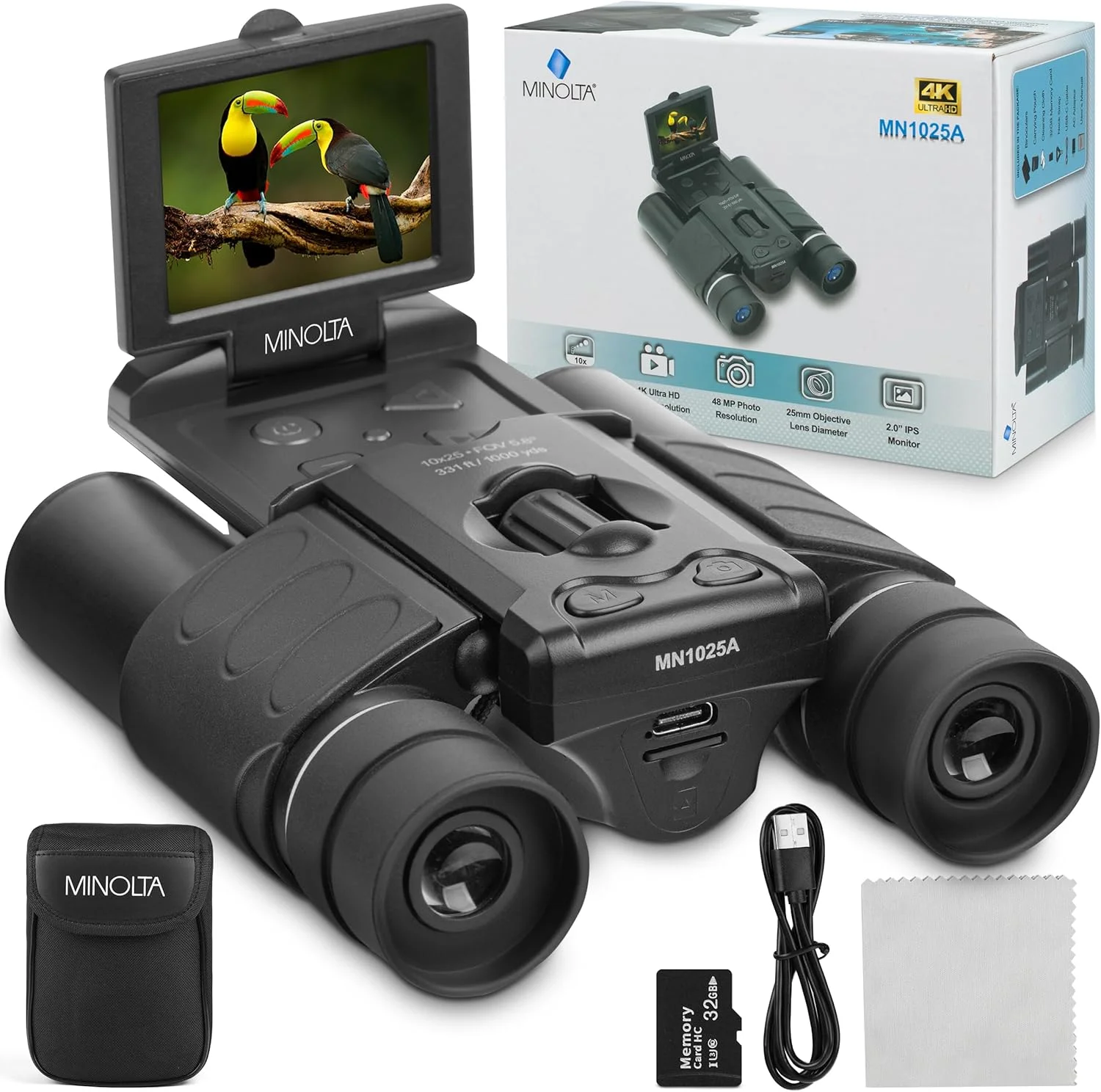 دوربین دوچشمی دیجیتال 10x25 مینولتا MN1025A با دوربین 4K UHD
