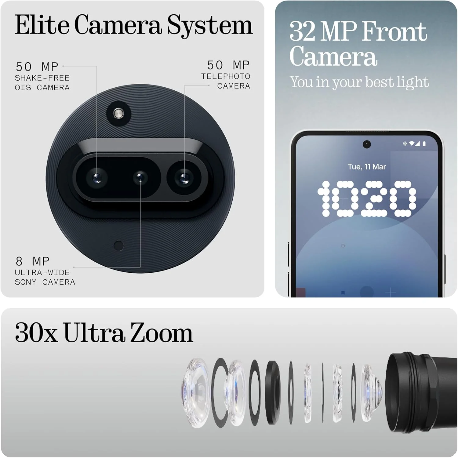 گوشی Nothing Phone A059 (3a) 5G مشکی، (12 گیگابایت رم، 256 گیگابایت حافظه)، دوربین 50 مگاپیکسلی، صفحه نمایش 6.77 اینچی FHD+ AMOLED انعطاف پذیر، 5000 میلی آمپر ساعت