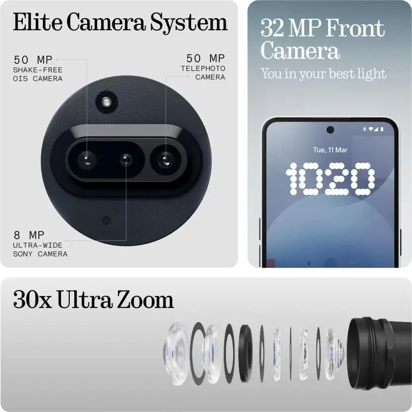 گوشی Nothing Phone A059 (3a) 5G مشکی، (12 گیگابایت رم، 256 گیگابایت حافظه)، دوربین 50 مگاپیکسلی، صفحه نمایش 6.77 اینچی FHD+ AMOLED انعطاف پذیر، 5000 میلی آمپر ساعت