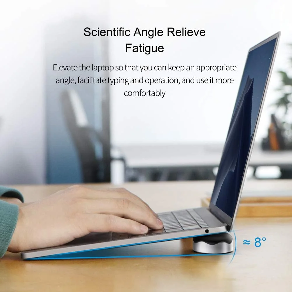 پایه خنک کننده لپ تاپ Hagibis، پایه لپ تاپ ارگونومیک کوچک نامرئی توپ خنک کننده قابل حمل مغناطیسی برای کامپیوتر MacBook Pro (نقره ای)